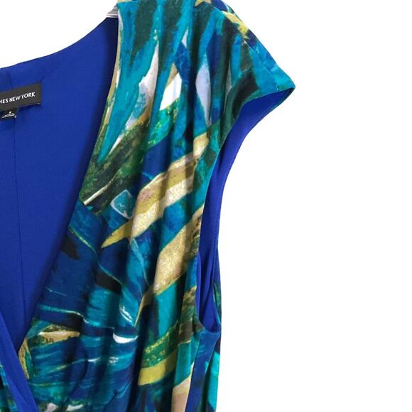 Jones New York Dress Women's Size 8 Multicolor Sheath Surplice Stretch Tropical - Picture 6 of 13